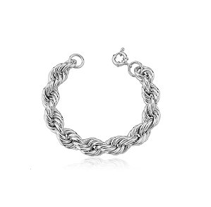 PULSEIRA CORDÃO BAIANO 14 MM BANHADO A RÓDIO BRANCO