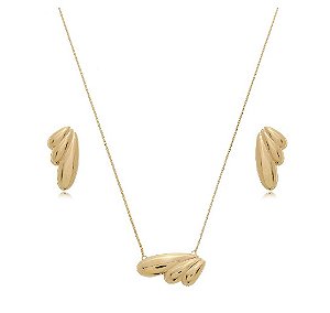 CONJUNTO ASA LISA BANHADO A OURO