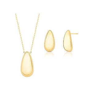 CONJUNTO GOTA LISA BANHADO A OURO