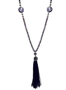 COLAR TASSEL CRISTAL COM FRANJA AMETISTA