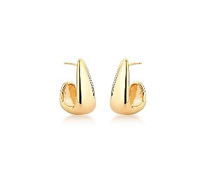 MEIA ARGOLA LISA TRIANGULAR BANHADA A OURO