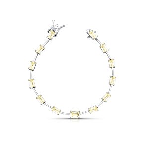PULSEIRA COM CRISTAIS RETANGULARES AMARELOS BANHADA A RÓDIO BRANCO