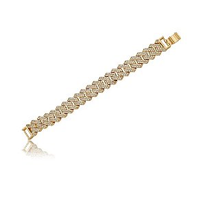 PULSEIRA LUXO ELOS GROUMET CRAVEJADOS BANHADA A OURO