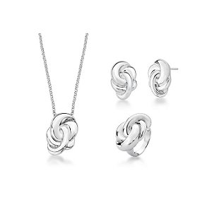 CONJUNTO NÓ LISO BANHADO A RÓDIO BRANCO