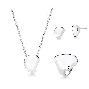 CONJUNTO GEOMÉTRICO LISO BANHADO A RÓDIO BRANCO