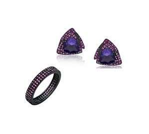 CONJUNTO EM DUO DE CORES BANHADA A RÓDIO NEGRO