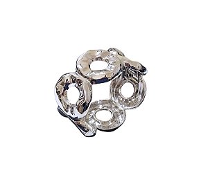 BRACELETE CÍRCULOS VAZADOS BANHADO A RÓDIO BRANCO