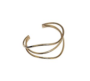 BRACELETE TRÊS FILEIRAS CURVAS VAZADO BANHADO A OURO