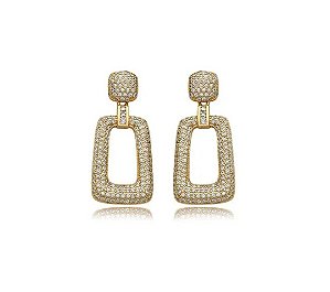 BRINCO EM PÊNDULO CRAVEJADO BANHADO A OURO