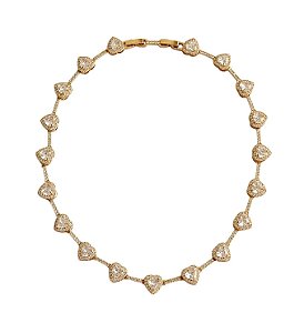 COLAR CORAÇÕES CRAVEJADOS BANHADO A OURO