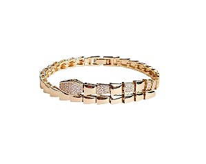 PULSEIRA SERPENTE COM CRAVAÇÃO INTERCALADA BANHADA A OURO