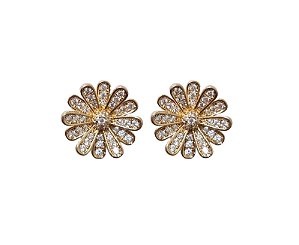 BRINCO FLOR CRAVEJADA BANHADO A OURO