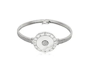 BRACELETE REDONDO EM MADREPÉROLA E ZIRCÔNIAS BANHADO A RÓDIO BRANCO