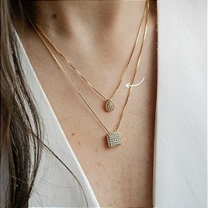 CONJUNTO GOTINHA CRAVEJADA BANHADO A OURO