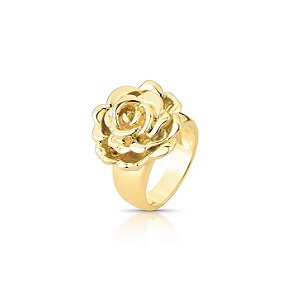 Anel de Flor Liso Banhado a Ouro