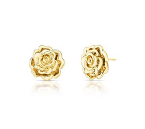 Brinco de Flor Liso Banhado a Ouro