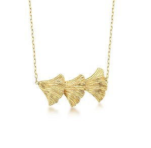 Colar Pétala de Flor Texturizado Liso Banhado a Ouro