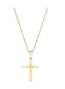 Colar Cruz Lisa Banhado a Ouro