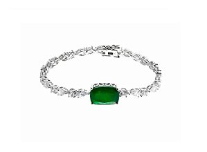 Pulseira de Luxo com Zircônia Esmeralda Fusion Banhada a Ródio Branco