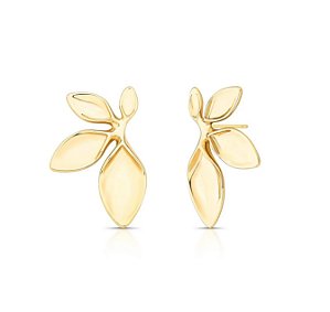 Brinco Meia Flor Lisa Banhado a Ouro