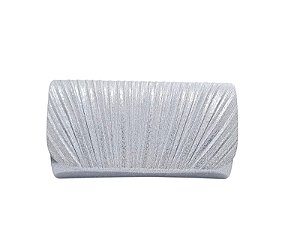 BOLSA DE FESTA RETANGULAR PRATA PLISSADA