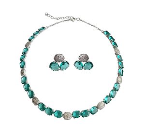 Conjunto Turmalina Intercalado Banhado a Ródio Branco