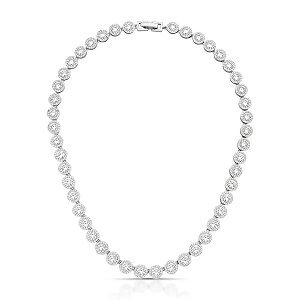 Colar Riviera Redonda Cravejada Banhado a Ródio Branco