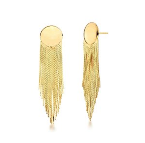 BRINCO MAXI PÊNDULO FRANJA COM BASE REDONDA BANHADO A OURO