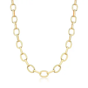 COLAR COM ELOS LISOS INTERCALADOS BANHADO A OURO