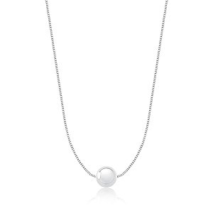 Colar Esfera Lisa Banhado a Ródio Branco