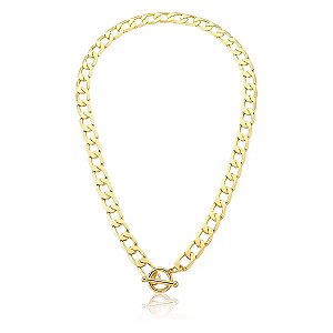 Colar com Elos Groumet Lisos Banhado a Ouro
