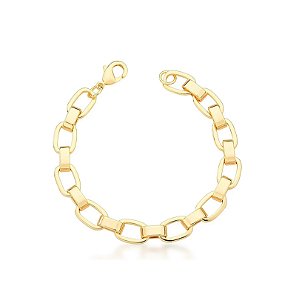 Pulseira com Elos Retangulares Lisos Banhado a Ouro