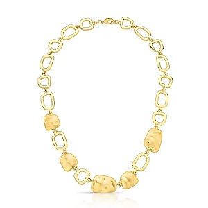 Colar Intercalado com Gomos Acetinados Lisos Banhado a Ouro