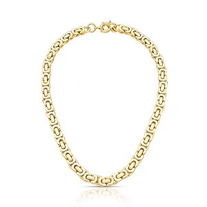 Colar Elos Curvos e Ovais Trançados Banhado a Ouro