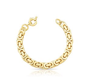 Pulseira Elos Curvos e Ovais Trançados Banhado a Ouro