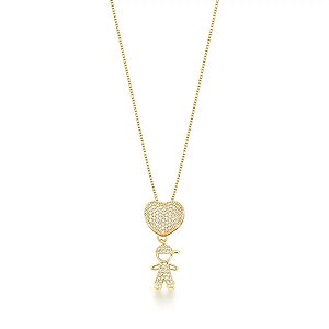 Colar Menino com Coração Banhado a Ouro