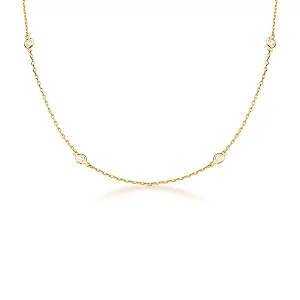 Colar Curto Pontos de Zircônia Esparsos Banhada a Ouro
