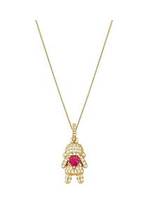 Colar com Pingente Menina Cravejado Banhado a Ouro