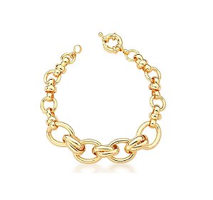 Pulseira Elos Intercalados Lisos Banhado a Ouro