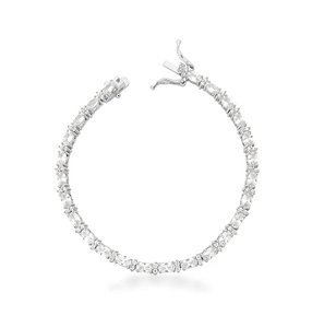 Pulseira Riviera Lapidação Oval Banhada a Ródio Branco