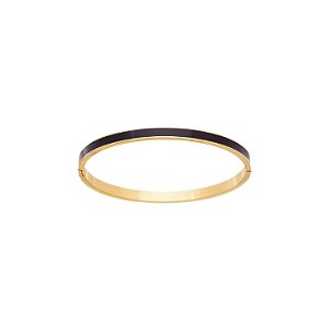 Bracelete Estreito Esmaltado Preto em Aço