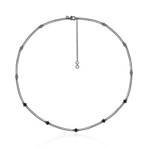 Colar com Pontos de Zircônia Negros Banhado a Ródio Negro