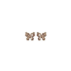 Brinco Borboleta P Cravejada Cristal a Ouro