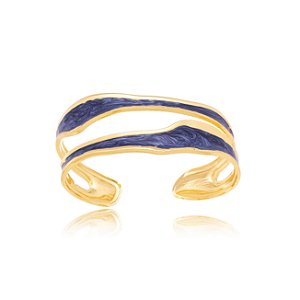 Bracelete Orgânico Resina Azul em Aço