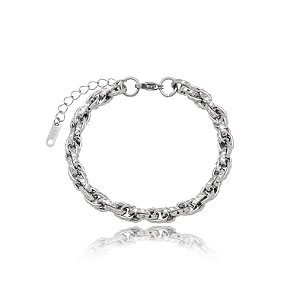Pulseira Elos Entrelaçados Texturizados em Aço