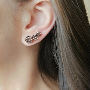 Brinco Ear Cuff Trio Coffee Banhado a Ouro