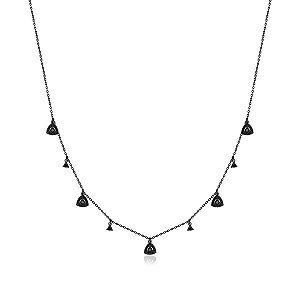 Colar com Pingentes Triangulares Banhado a Ródio Negro
