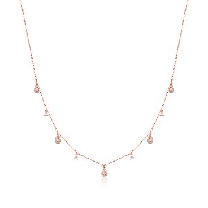 Colar Pingentes em Gota Banhado a Ouro Rosê