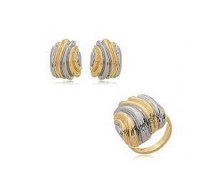 Conjunto Texturizado Banhado em Dois Tons