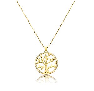 Colar Árvore da Vida em Madrepérola Banhado a Ouro